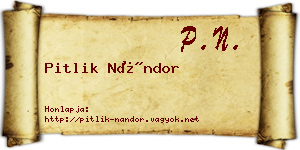 Pitlik Nándor névjegykártya