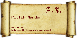 Pitlik Nándor névjegykártya